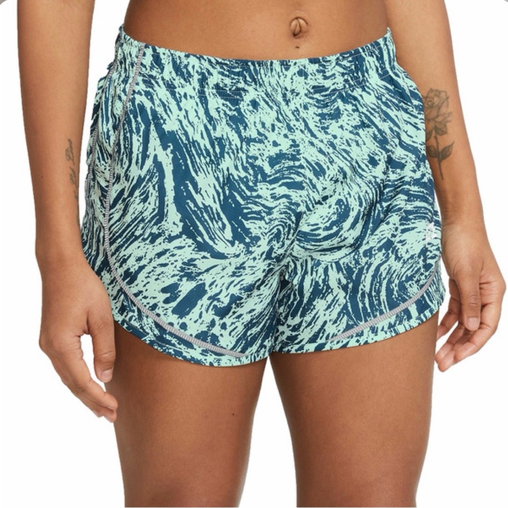 New Nike Dri-Fit Icon Clash Tempo Running Shorts in Blue/Mint Swirl Print NWT XL